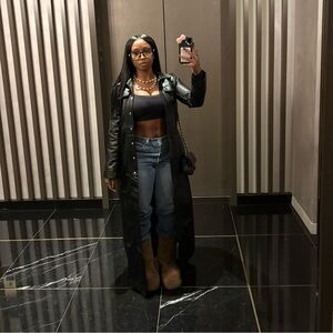 Black Leather Women's Coat